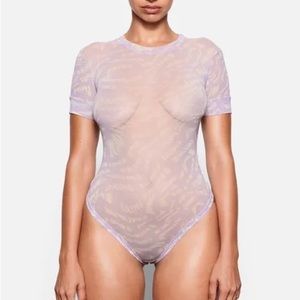 Skims Summer Mesh Logo Bodysuit